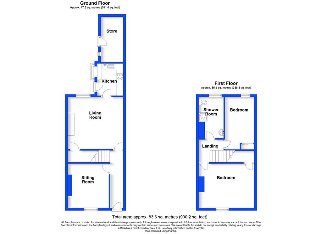2 bedroom mid terrace house SSTC in Barnoldswick - Floor Plan v1.jpg